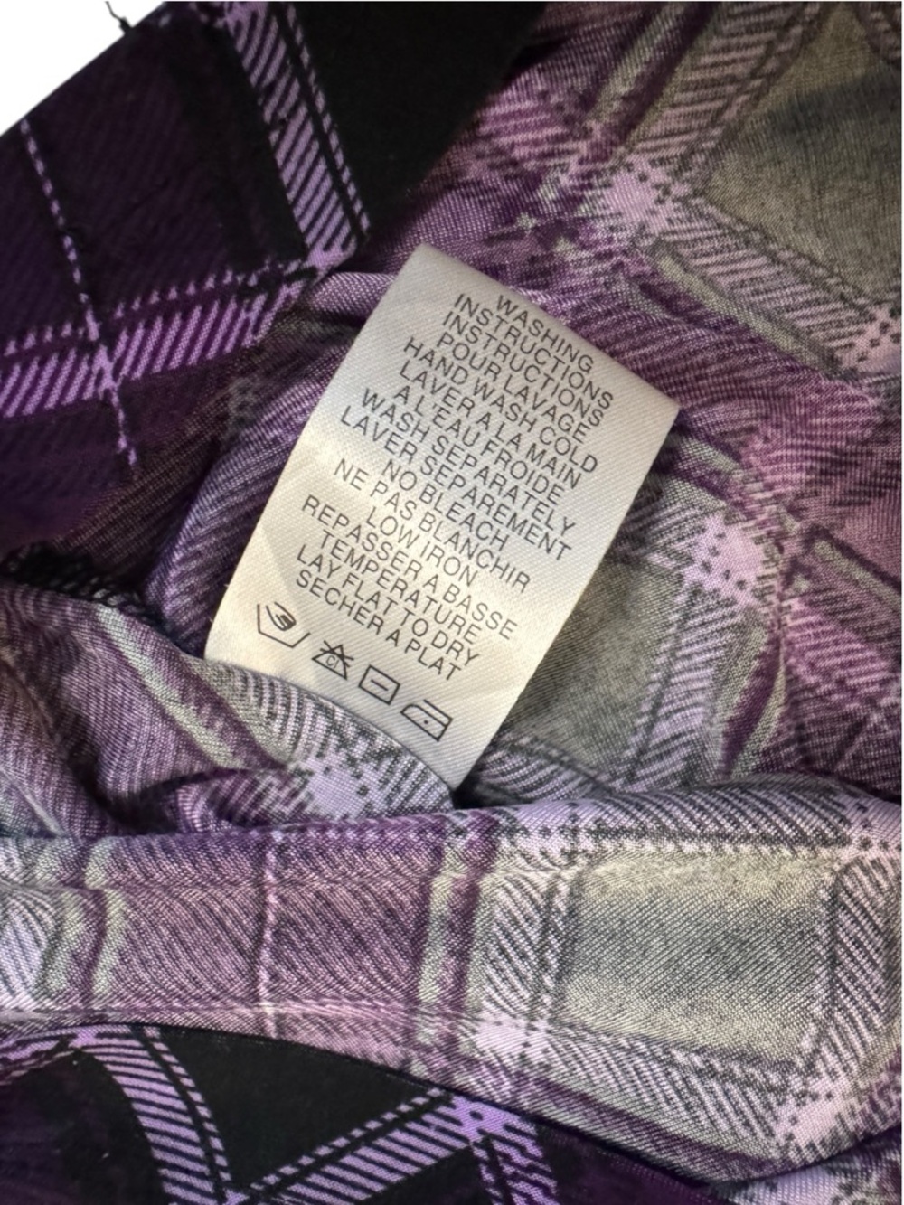 Plaid Cowl-Neck Short Sleeve Top in Purple - Picture 6 of 7